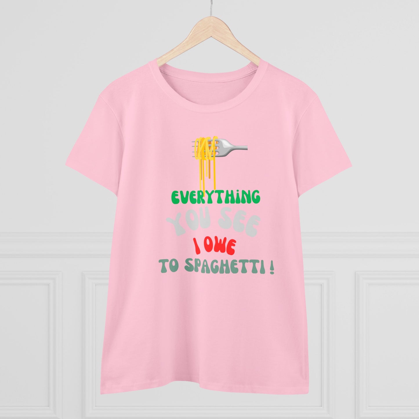 Women's Cotton Tee Spaghetti Slogan!