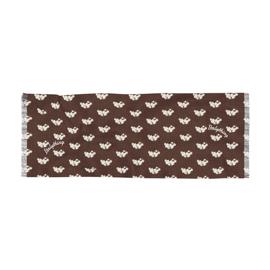 Floral Pattern Scarf Chocolate Brown — Lightweight Scarf