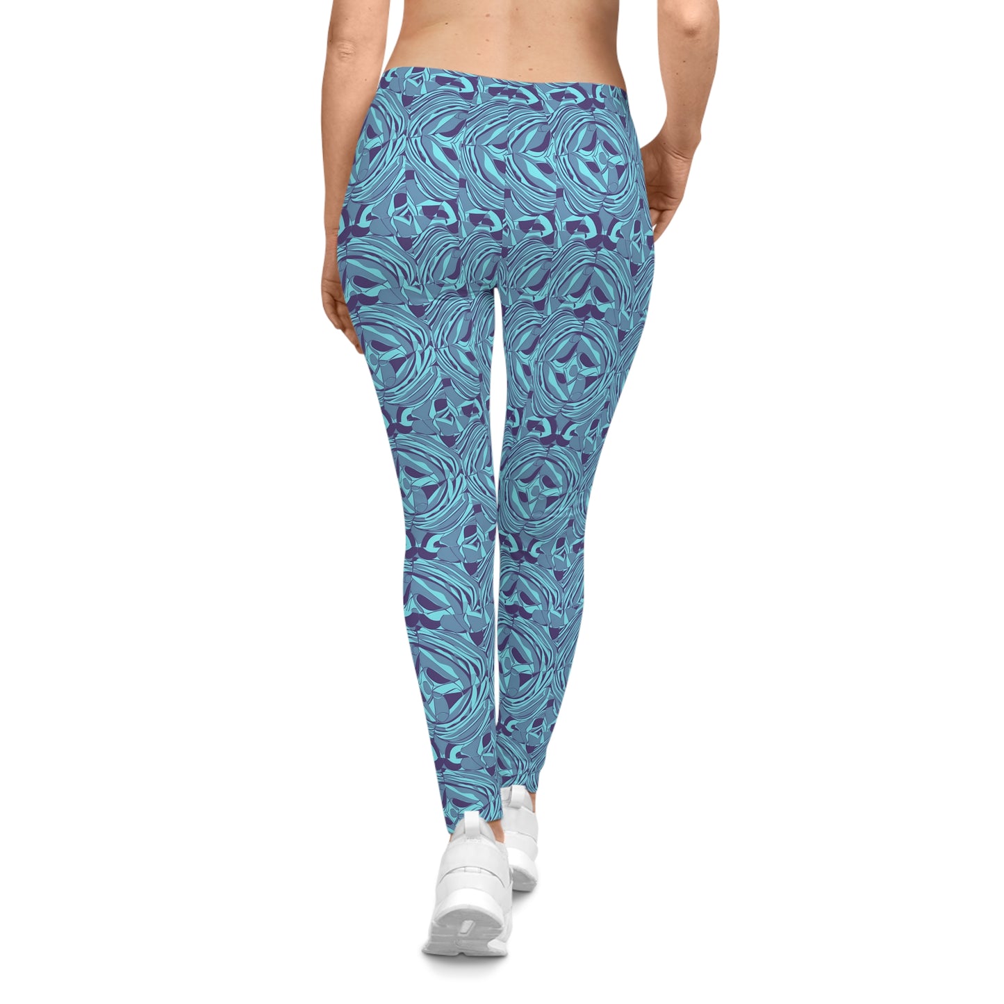 Damen-Leggings im Pucci-Stil, blau