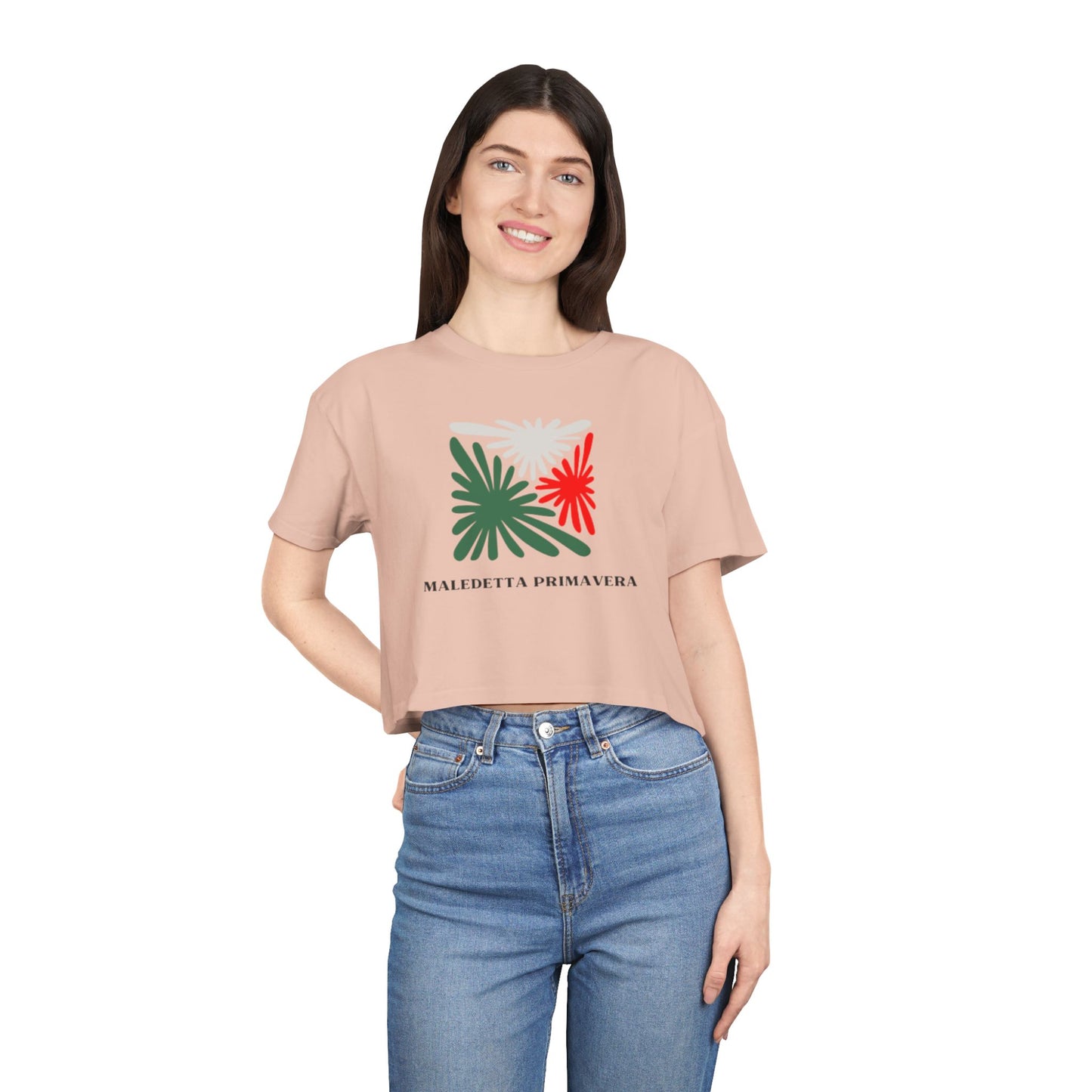 Spring Women's Crop Tee with Italian Design for Primavera (Spring in Italian)