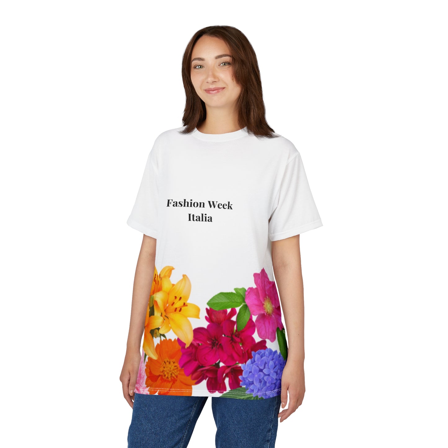 Fashion Week Floral Design Tee, Spring Style Top