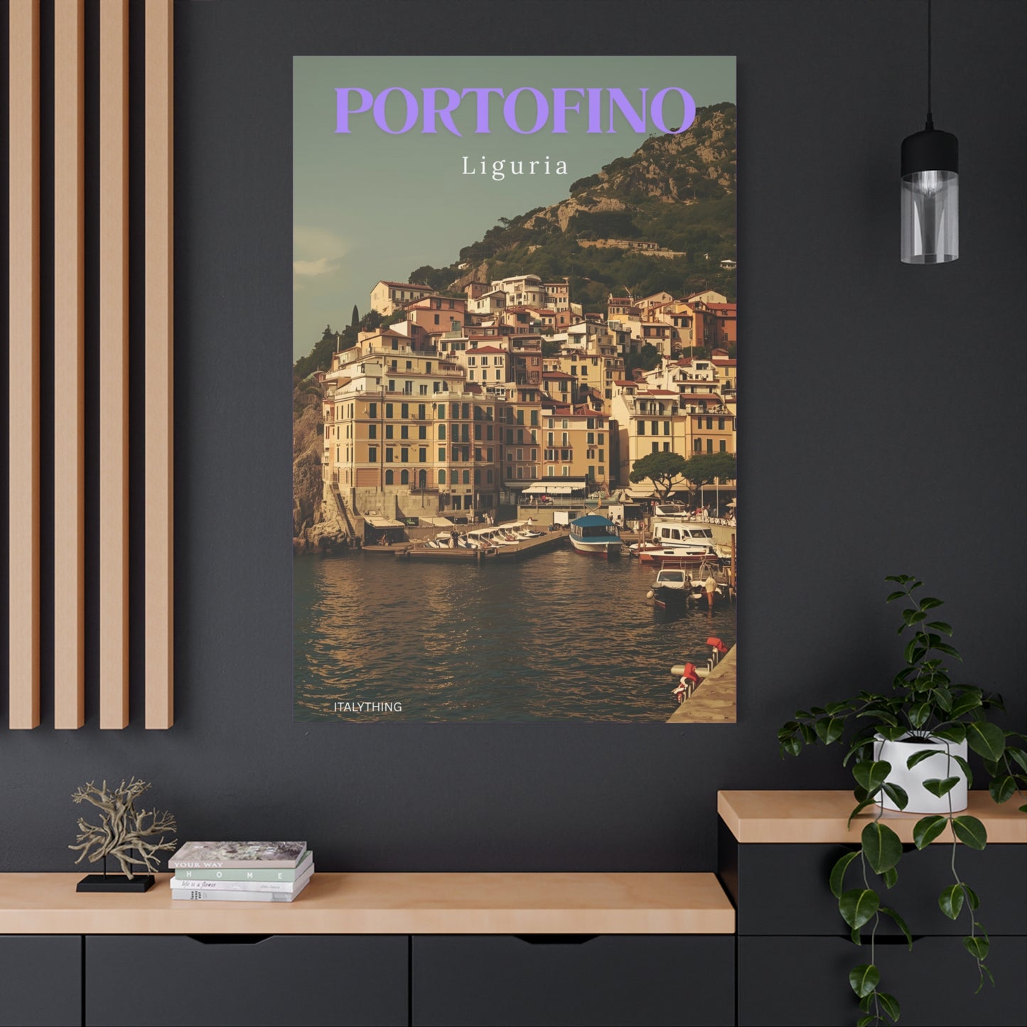 Leinwanddruck mit Hafenansicht Portofino – Dekorative Wanddekoration