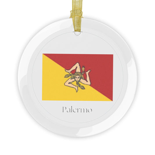Palermo Sicilian Flag Glass Ornament - Festive Home Decor