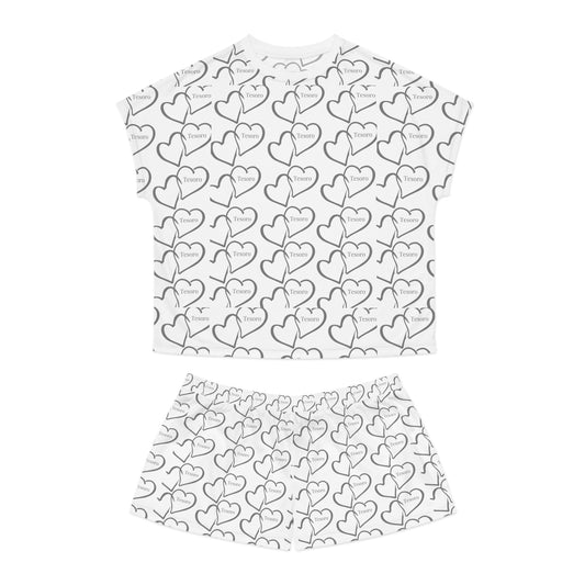 Tesoro Heart Print Women's Short Pajama Set - Cozy & Romantic Sleepwear