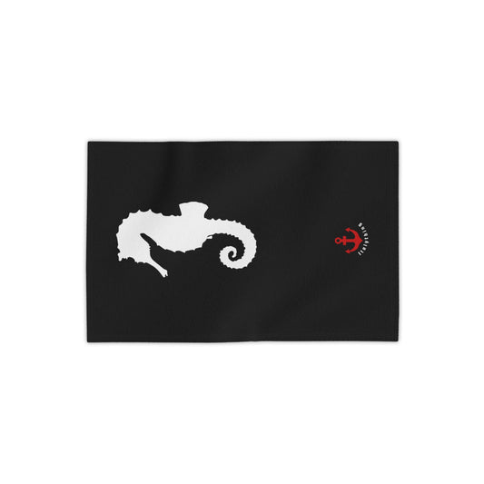Seahorse Anchor Beach Towel – Nautical Black Coastal Beach Towel