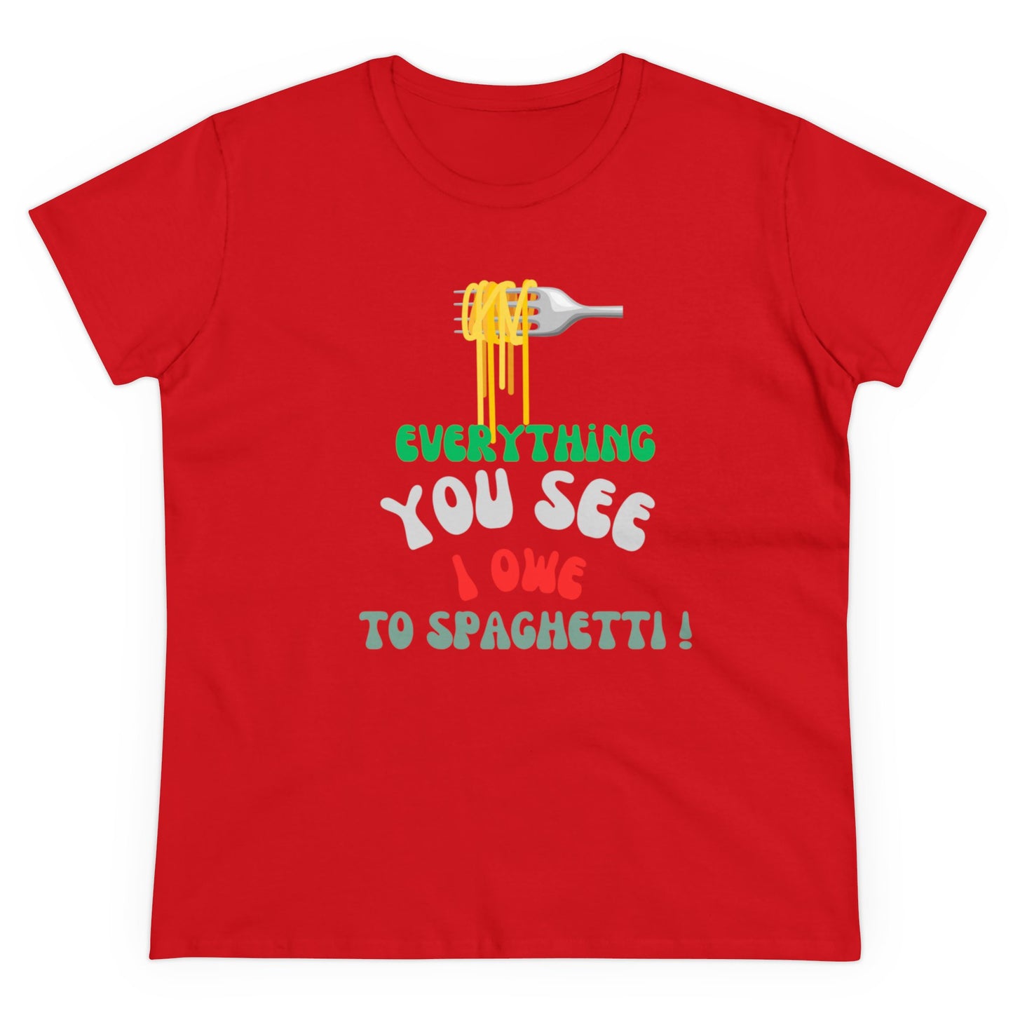 Women's Cotton Tee Spaghetti Slogan!