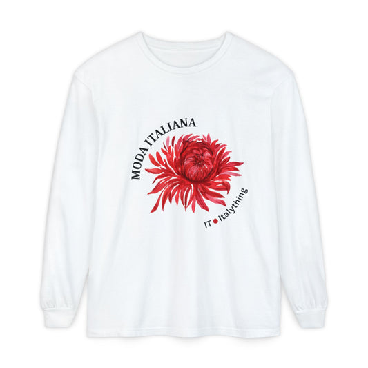 Floral Design Long Sleeve T-Shirt - Moda Italiana Design