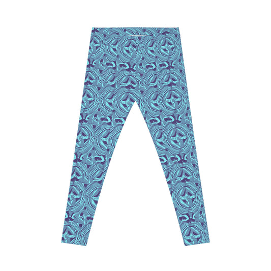 Pucci-Style Blue Women's Casual Leggings