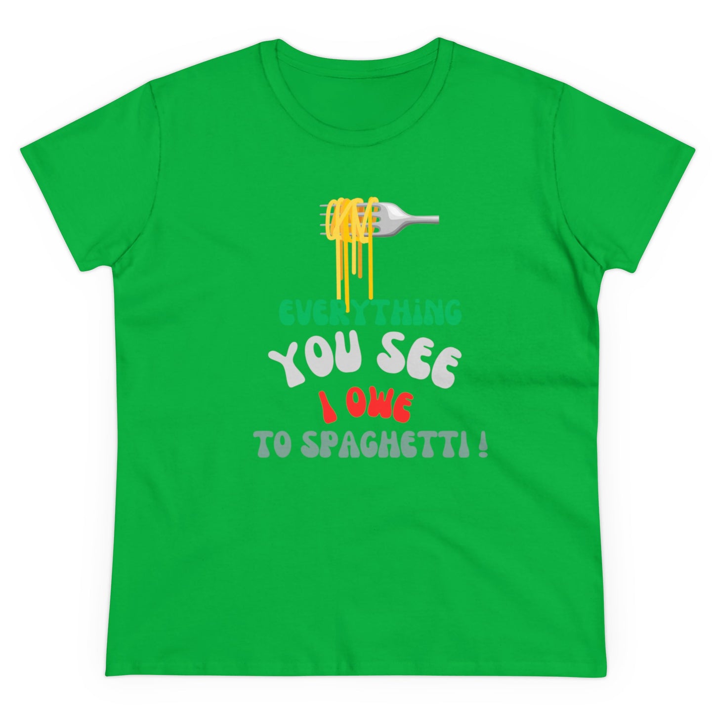 Women's Cotton Tee Spaghetti Slogan!