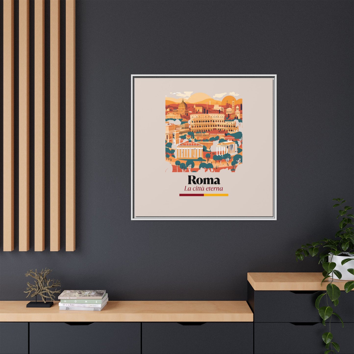 Roma: La città eterna – farbenfrohe italienische Druckkunst – gerahmter, mattierter Leinwanddruck