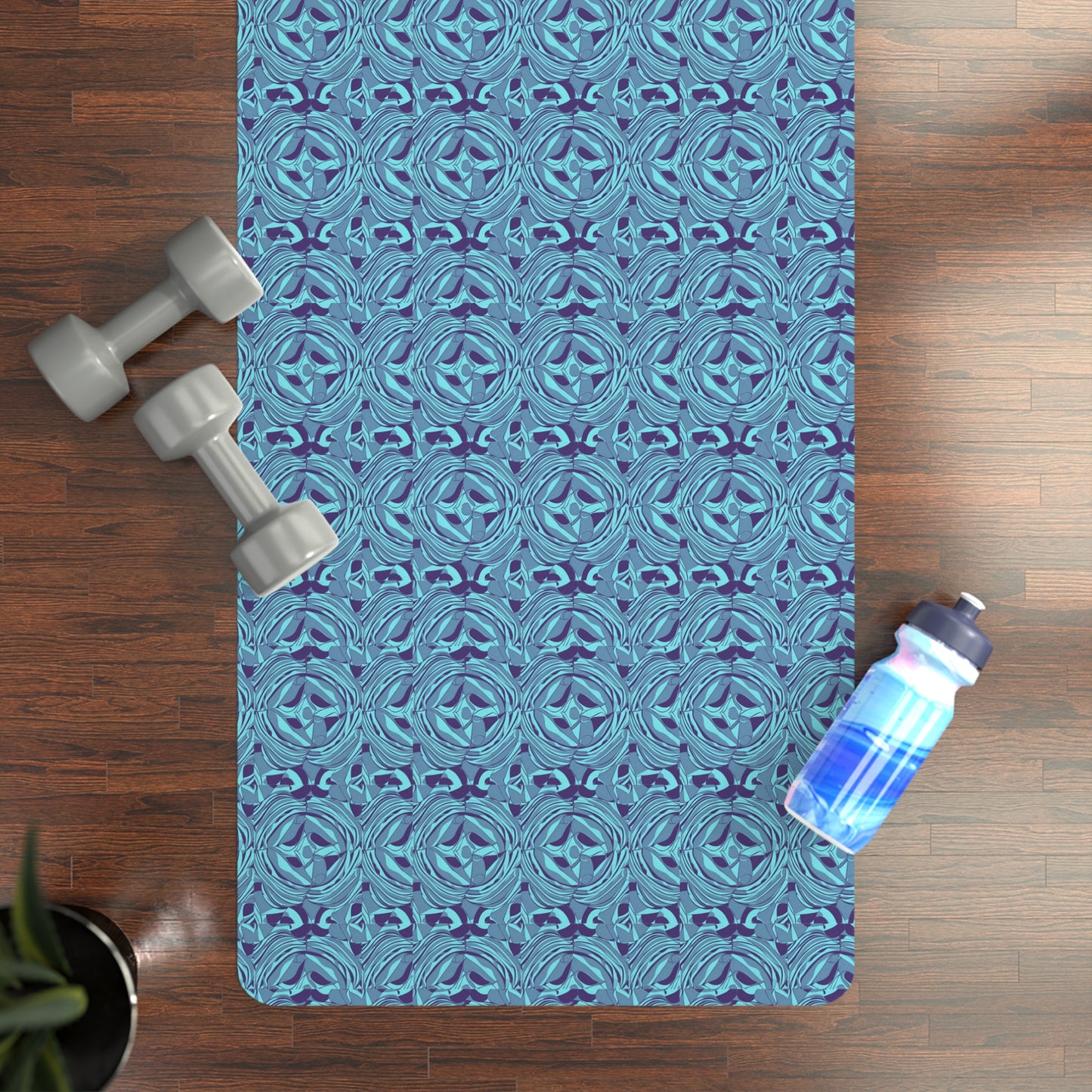 Rubber Yoga Mat - Pucci-Style Blue