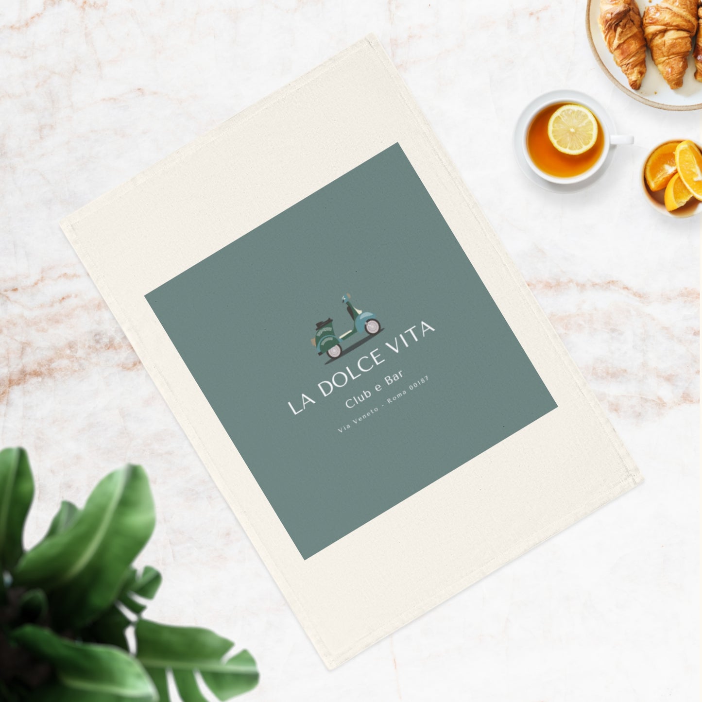 Roman-Themed Bar Cotton Tea Towel - Dolce Vita Club e Bar