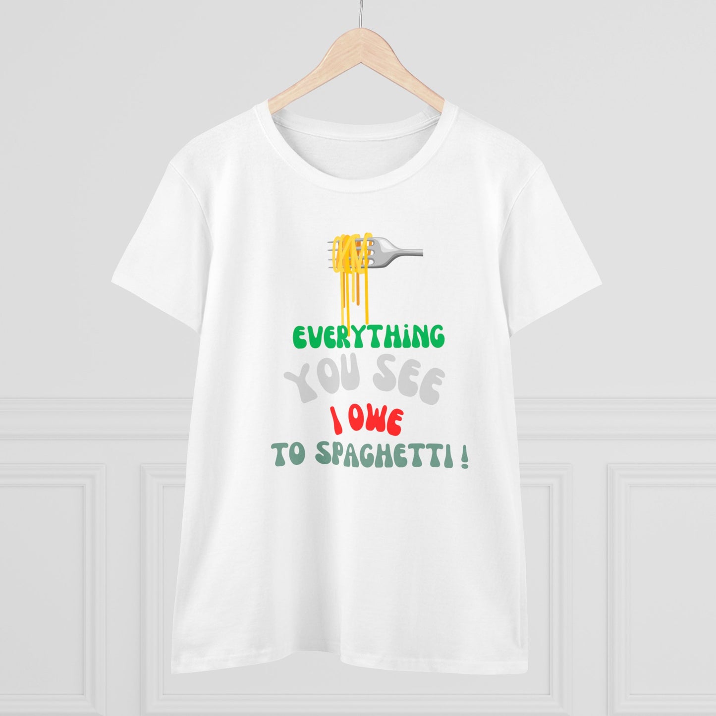 Women's Cotton Tee Spaghetti Slogan!