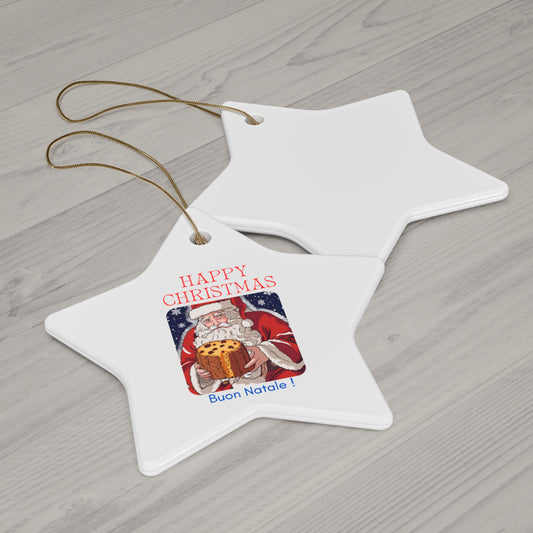 Christmas Ceramic Ornament Set - Happy Christmas & Buon Natale Design