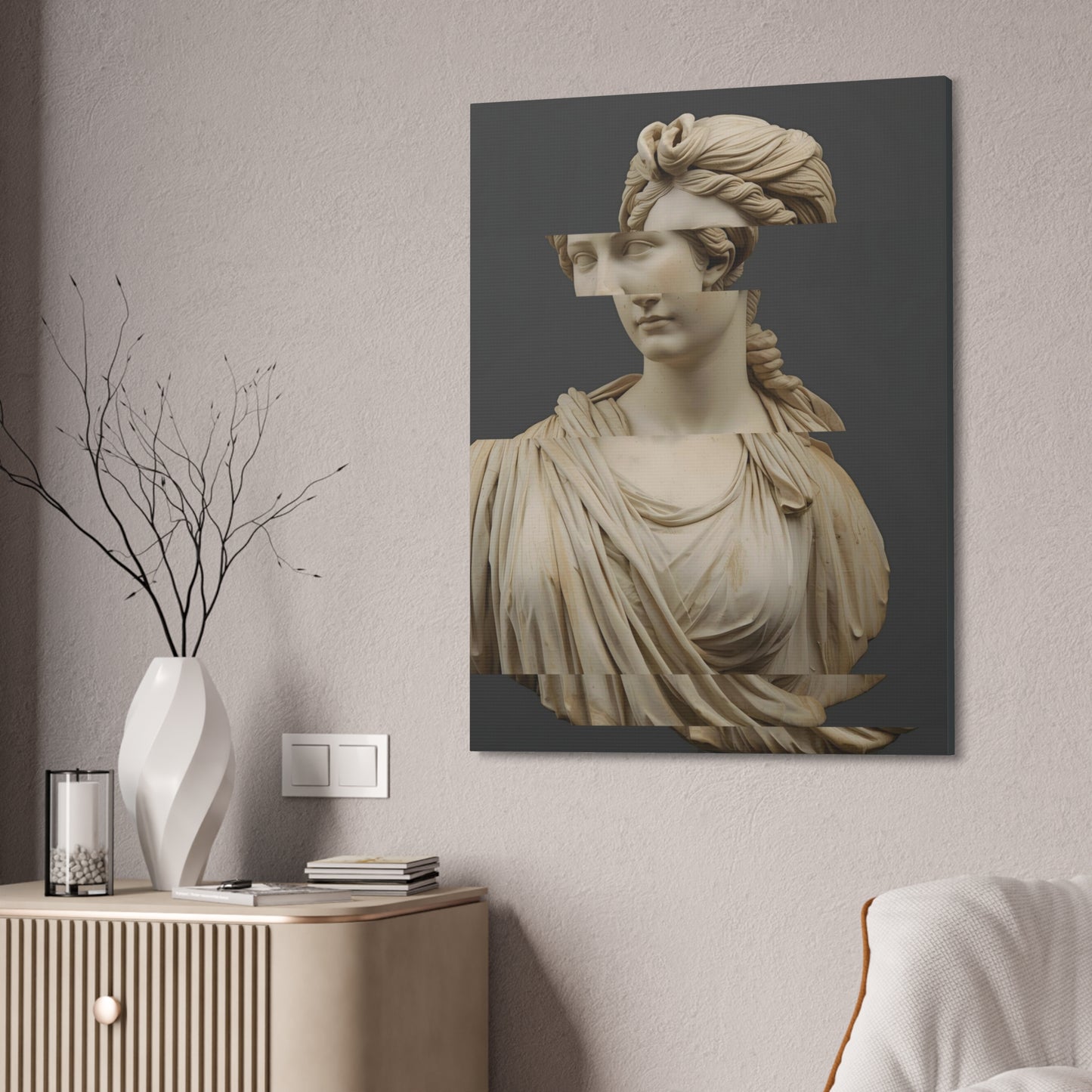 Abstrakte antike römische Frauenskulptur auf Leinwand