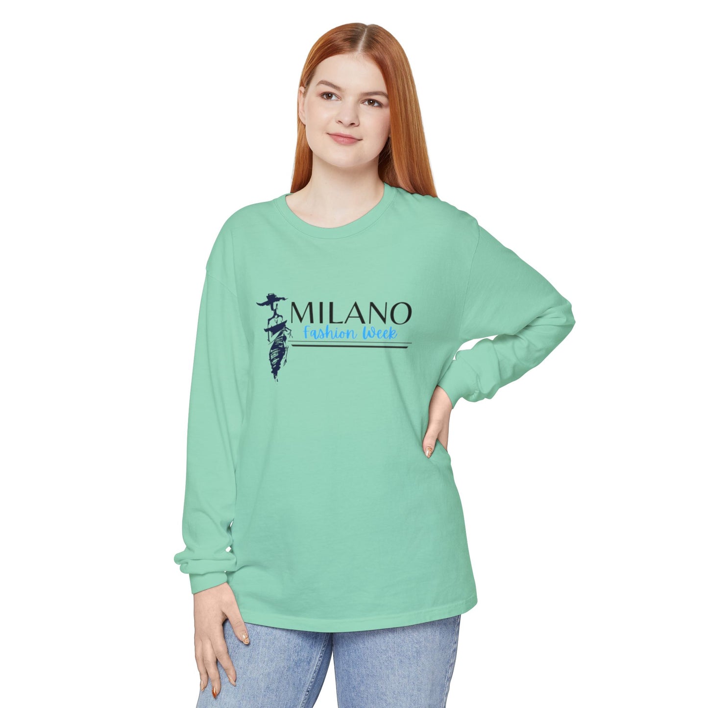 Milan Fashion Week Long Sleeve Tee, Trendy Long Sleeve Top, Milano Fashion Shirt, Casual Wear for Fashion Lovers