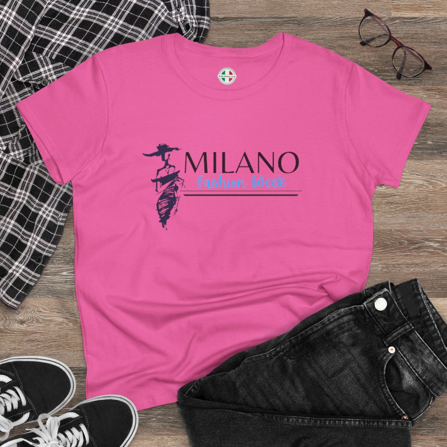 Milan Fashion Week Tee, Stylish Cotton Top, Casual Wear, Travel Shirt, Gift for Her, Fashion Statement