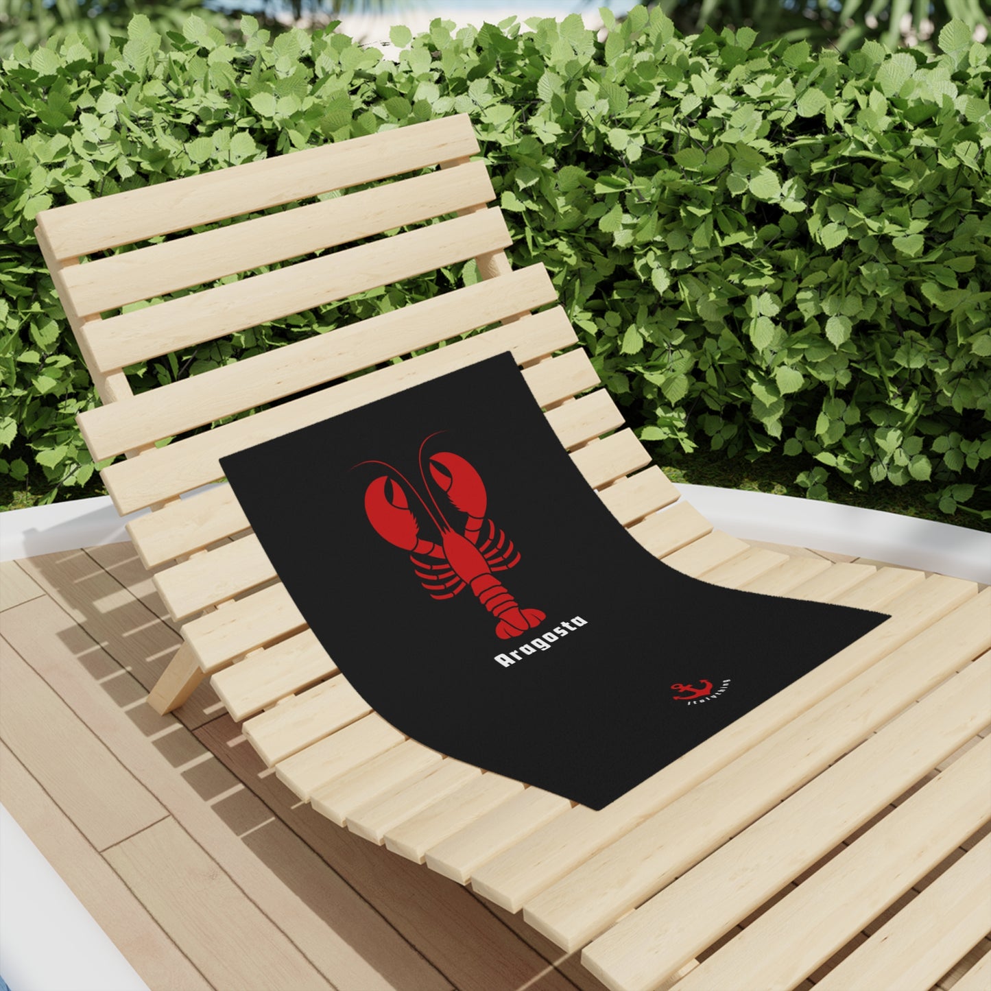 Beach Towel — Red Lobster (Aragosta) Nautical Design
