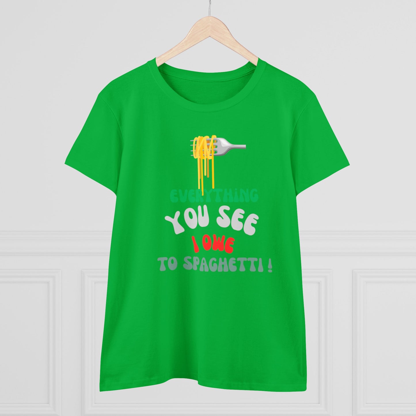 Women's Cotton Tee Spaghetti Slogan!