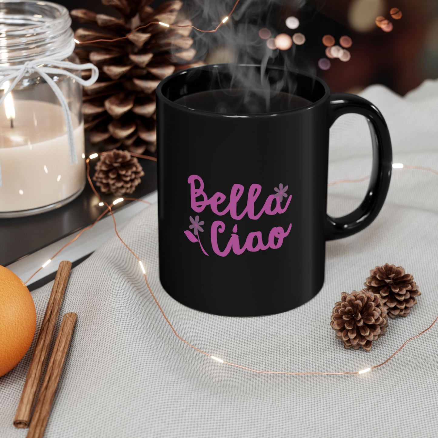 Black Mug with Italian Bella Ciao Motive