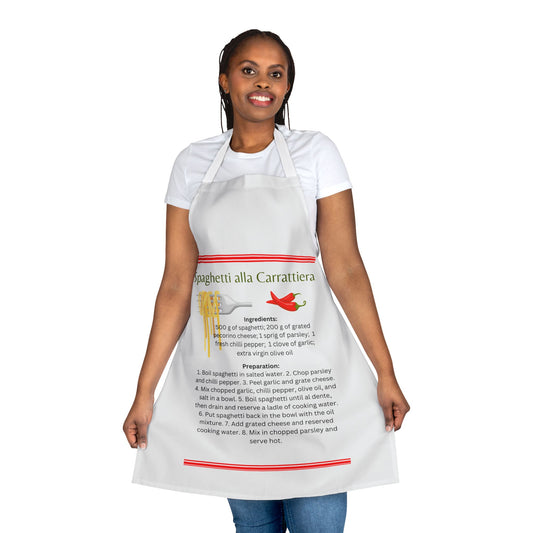 Apron with Italian Pasta Recipe 2-Color Straps - Pasta with Chillie and Garlic