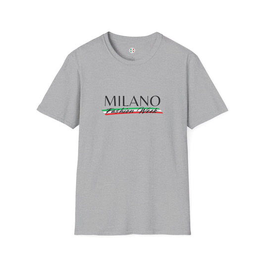 Milano Fashion Week Softstyle Unisex T-Shirt - Casual Chic Tee Perfect for Travel, Gift, Everyday Wear, Summer Fashion, Italian Pride