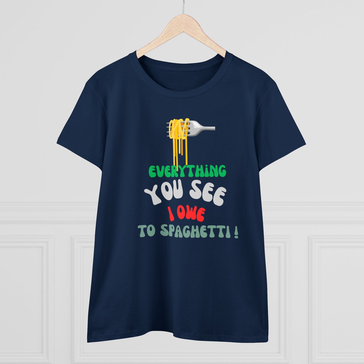 Women's Cotton Tee Spaghetti Slogan!
