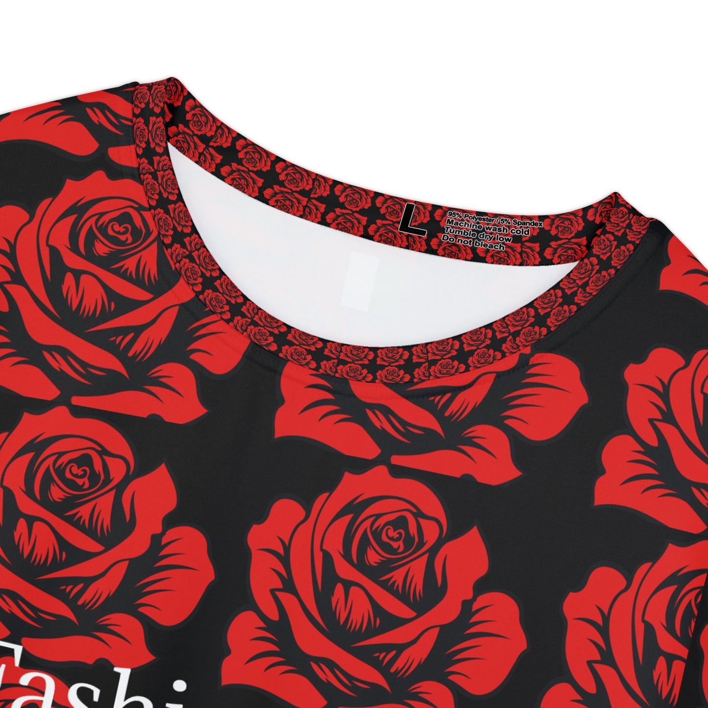 Women's Short Sleeve Shirt Roses Motive - Red and Black - Fashion Week Italia