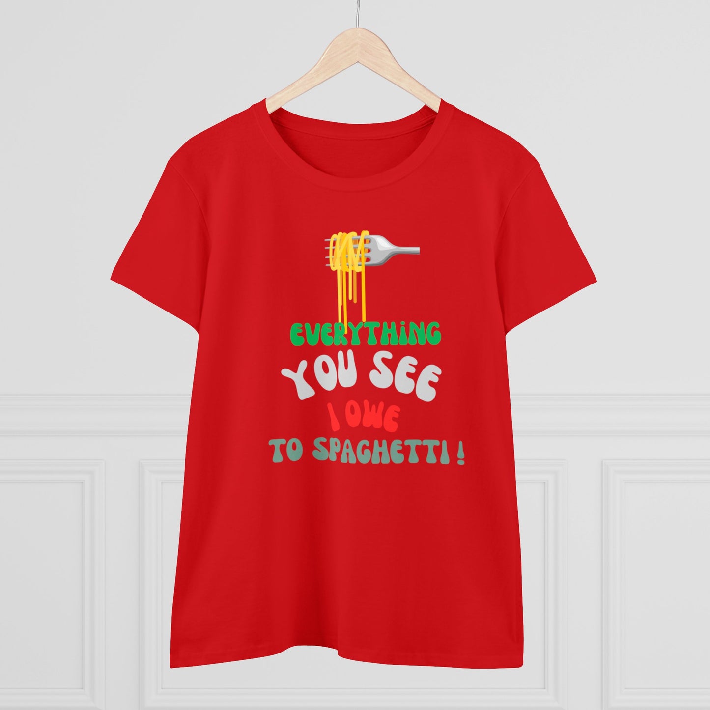 Women's Cotton Tee Spaghetti Slogan!