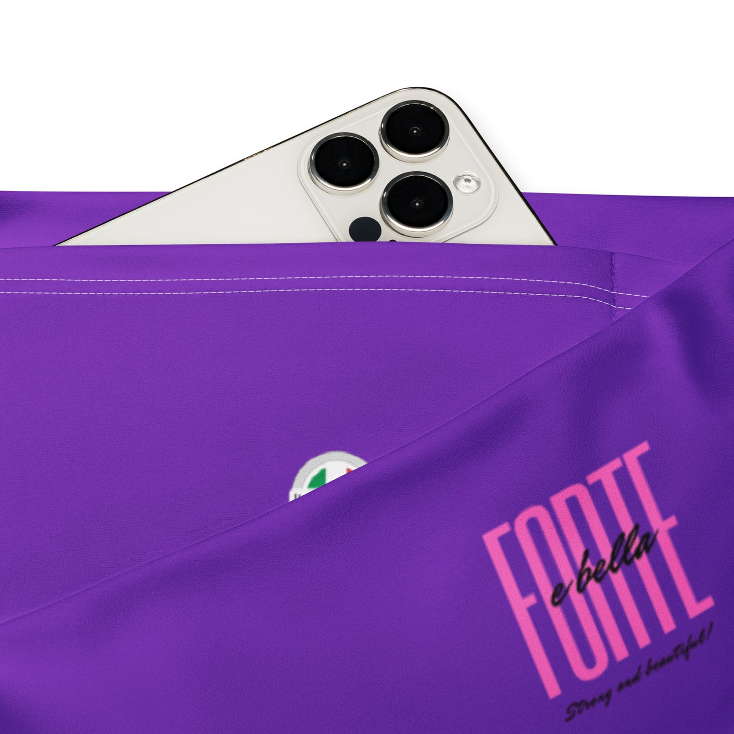 Flare purple leggings with pink side stripes