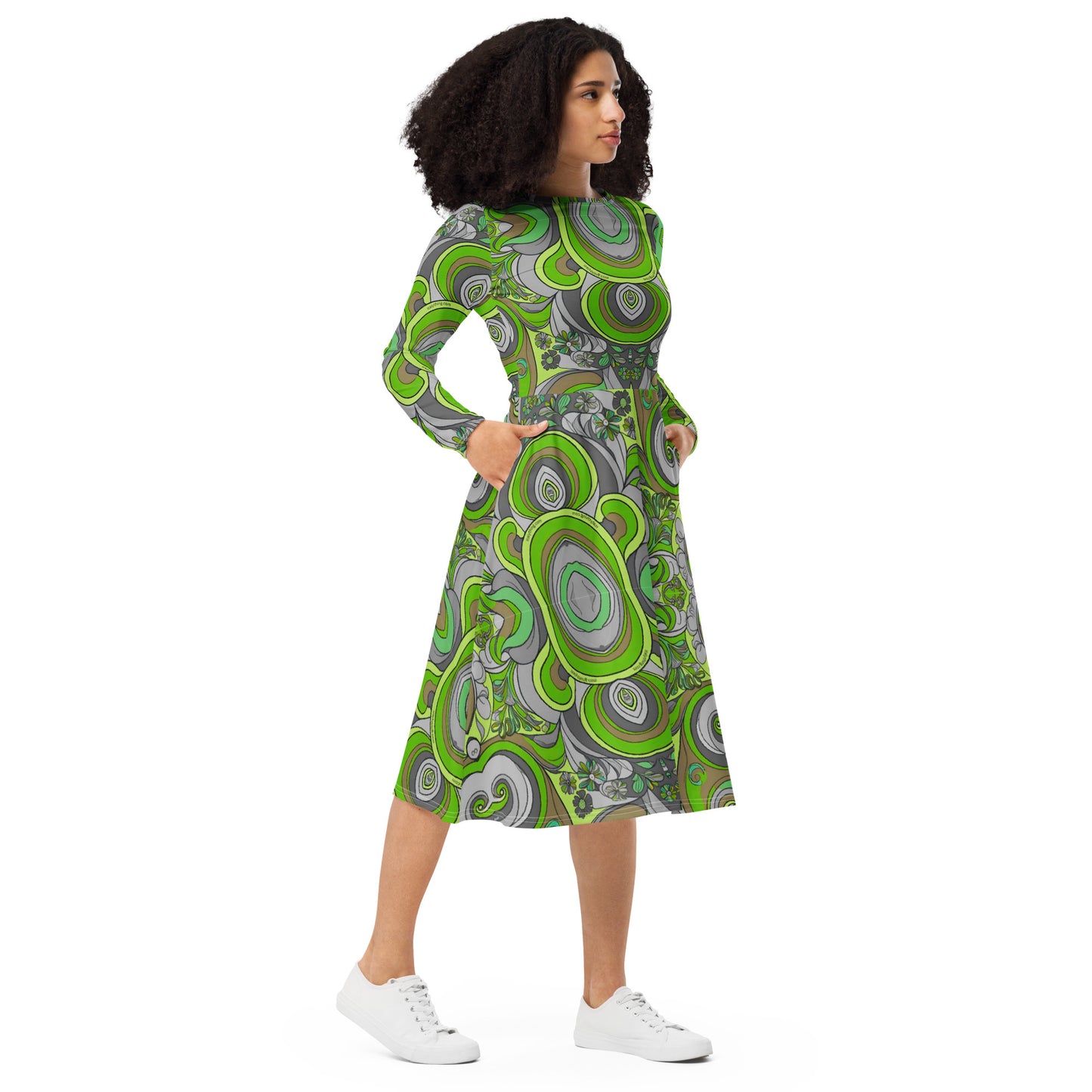 Pucci-inspired Midi-Dress in Green