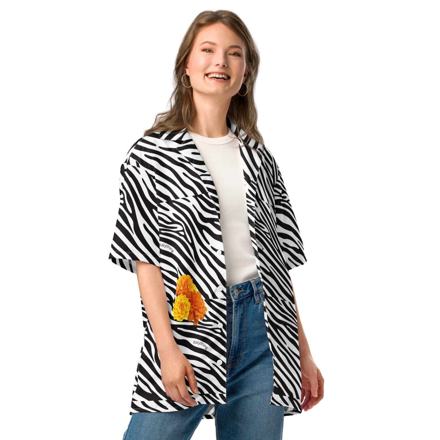 Zebra Pattern with flower Summer shirt - Cavalli-style