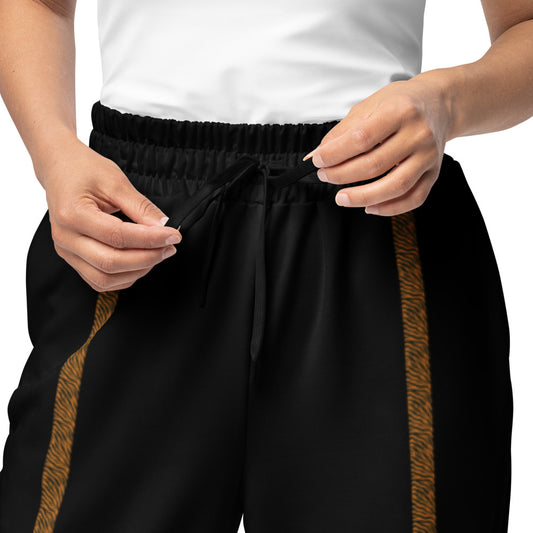 Black Wide-leg joggers with Tiger Stripe