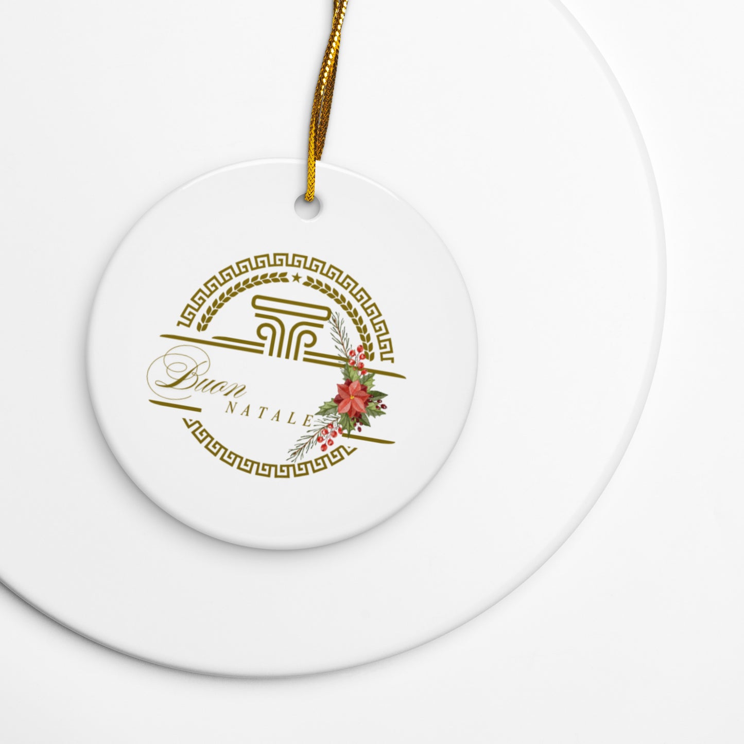 Double-sided ceramic Christmas ornament with Buon Natale Print