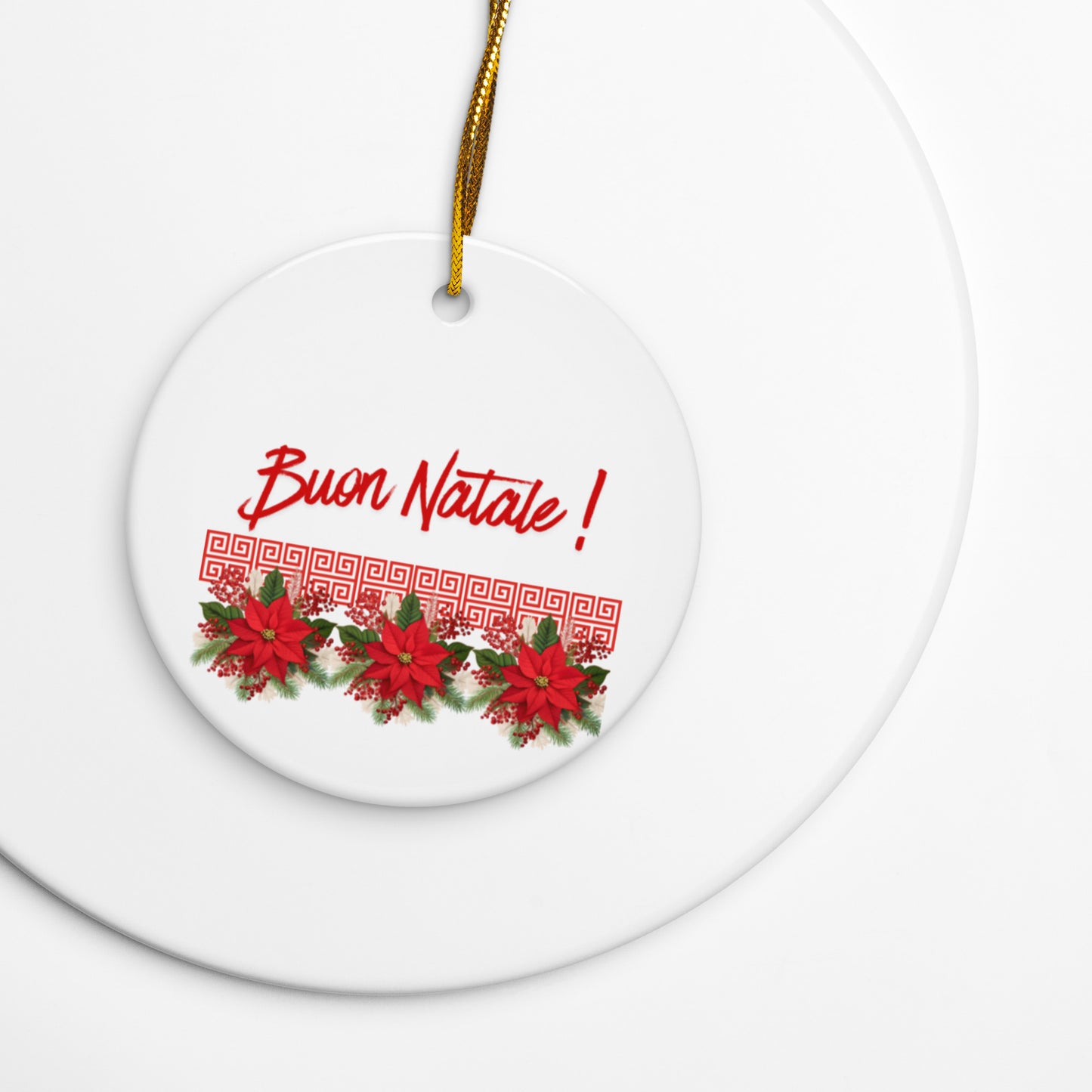 Double-sided ceramic ornaments with Buon Natale