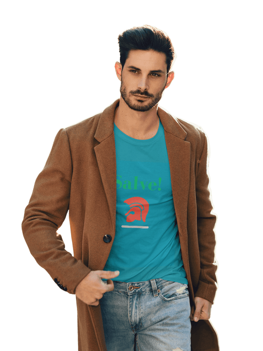 Roman Style T-Shirt Heavy Cotton Tee - Salve! from our Azzurri Collection