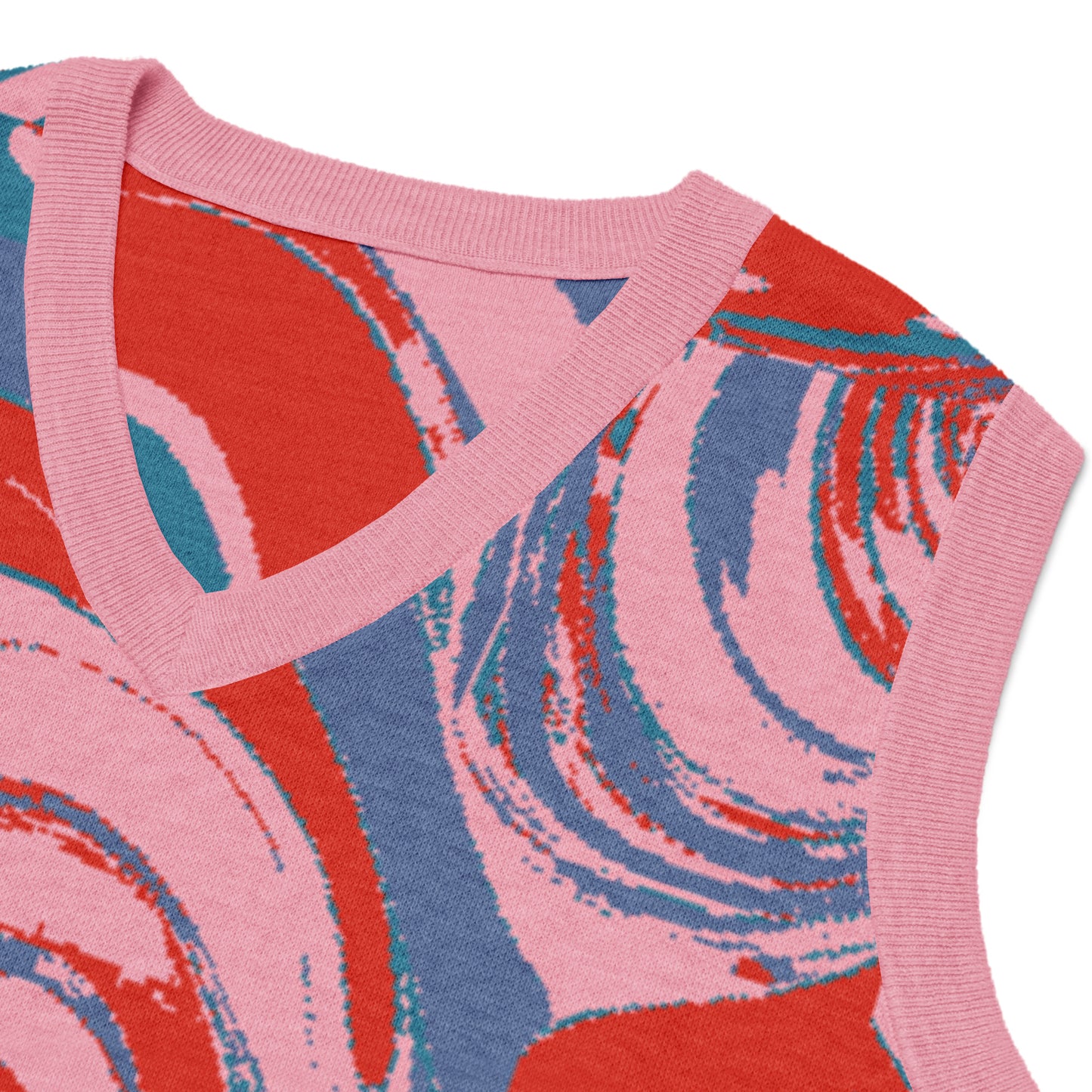 Pucci-Style Pink Knit V-neck vest