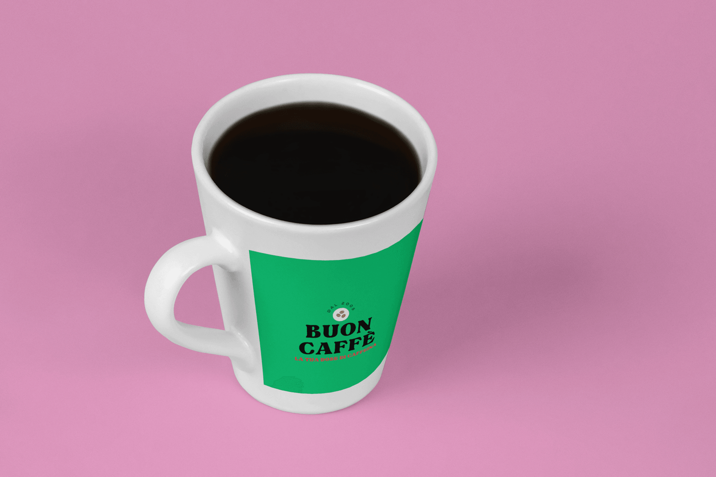 Caffè Latte Mug with Italian Phrase: BUON CAFFÈ - LA TUA DOSE DI CAFFEINA