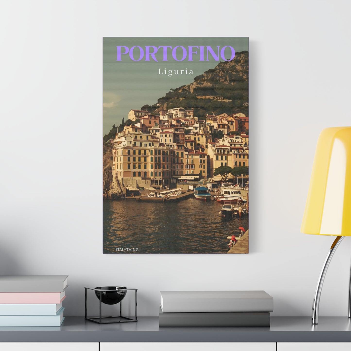 Leinwanddruck mit Hafenansicht Portofino – Dekorative Wanddekoration