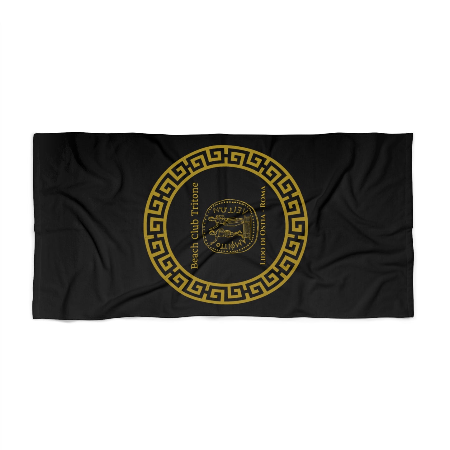 Rome - Ostia Beach Club Beach Towel - Black and Gold