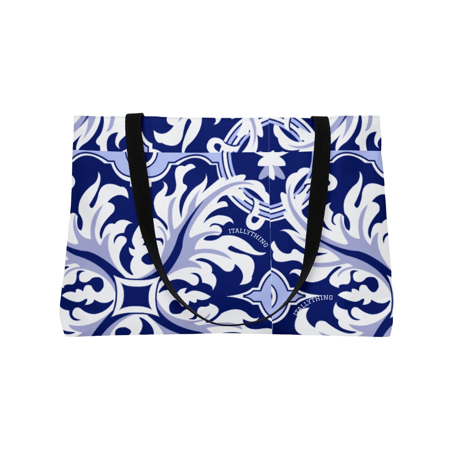 Blue Majolica Sicilian Style Weekender Tote — Large Travel & Beach Bag