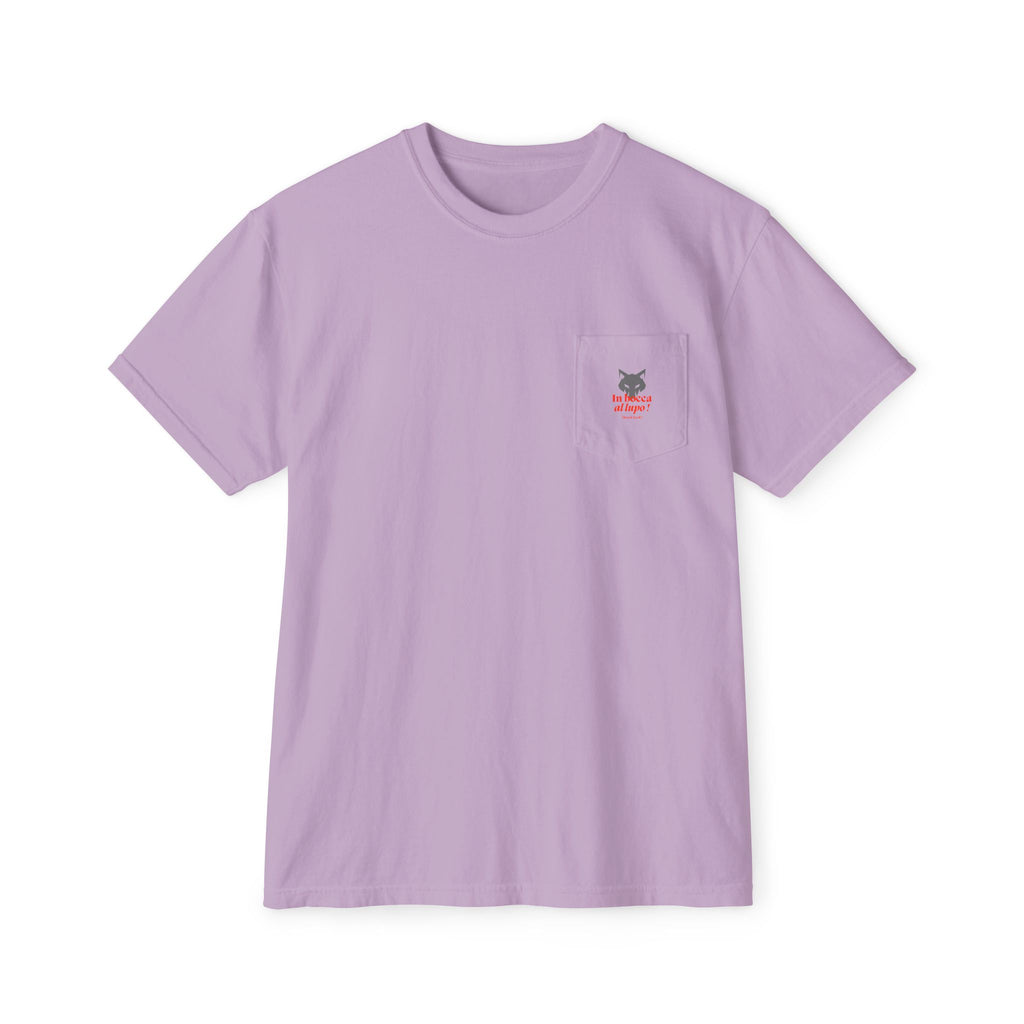 Faded Pocket T-Shirt — 'In bocca al lupo' Wolf Graphic Tee