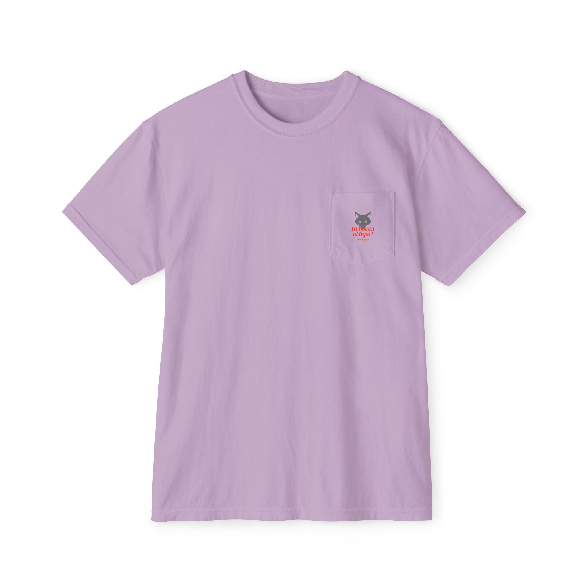 Faded Pocket T-Shirt — 'In bocca al lupo' Wolf Graphic Tee