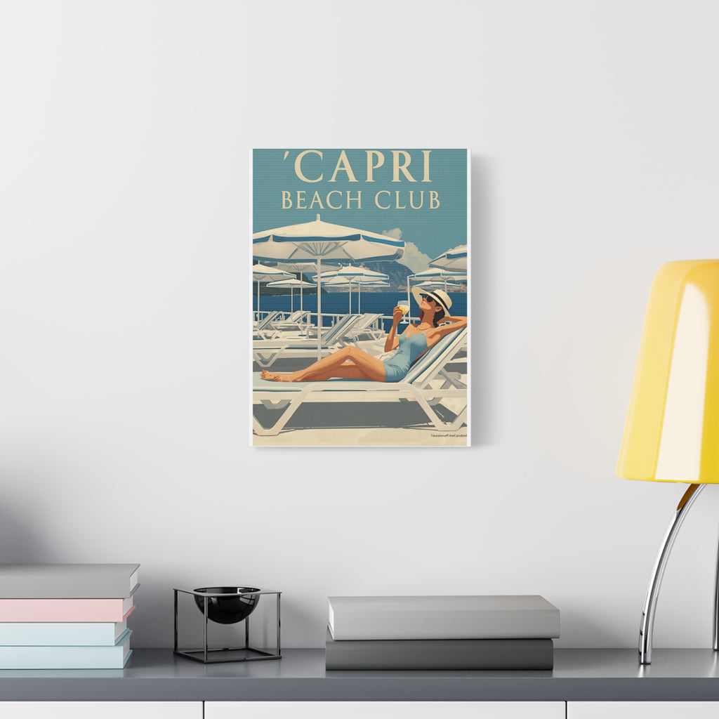 Capri Beach Club Retro Canvas Print - Decorative Wall Art