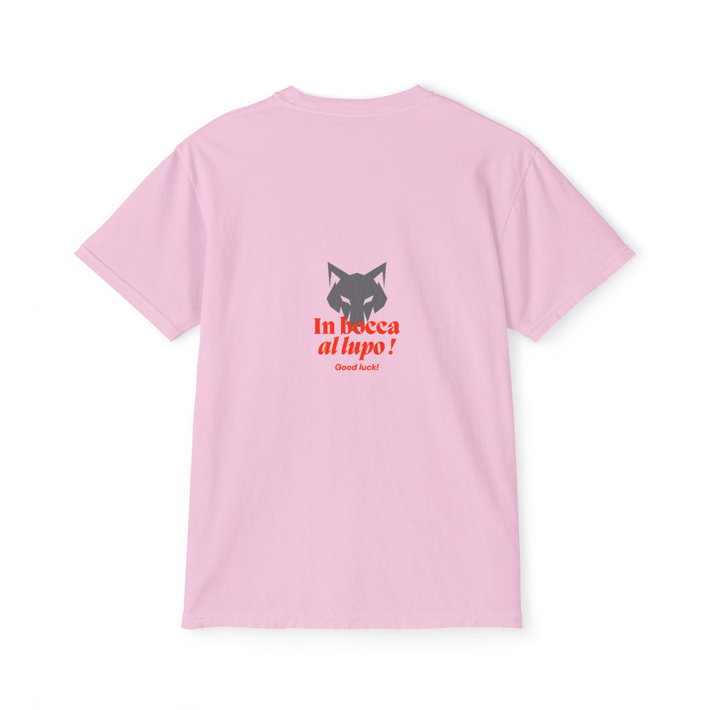 Faded Pocket T-Shirt — 'In bocca al lupo' Wolf Graphic Tee