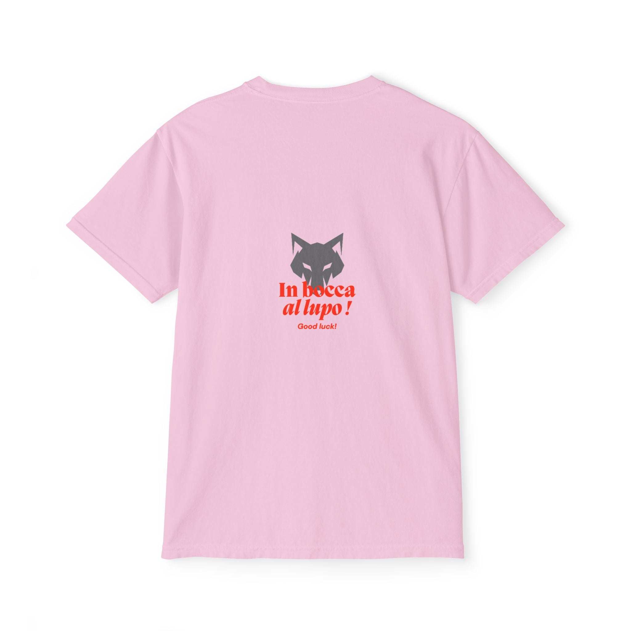 Faded Pocket T-Shirt — 'In bocca al lupo' Wolf Graphic Tee