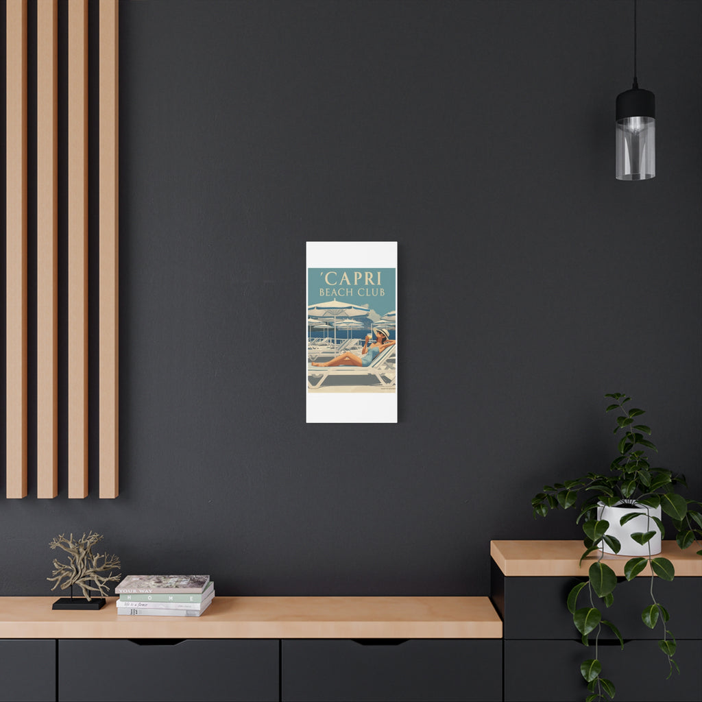 Capri Beach Club Retro Canvas Print - Decorative Wall Art
