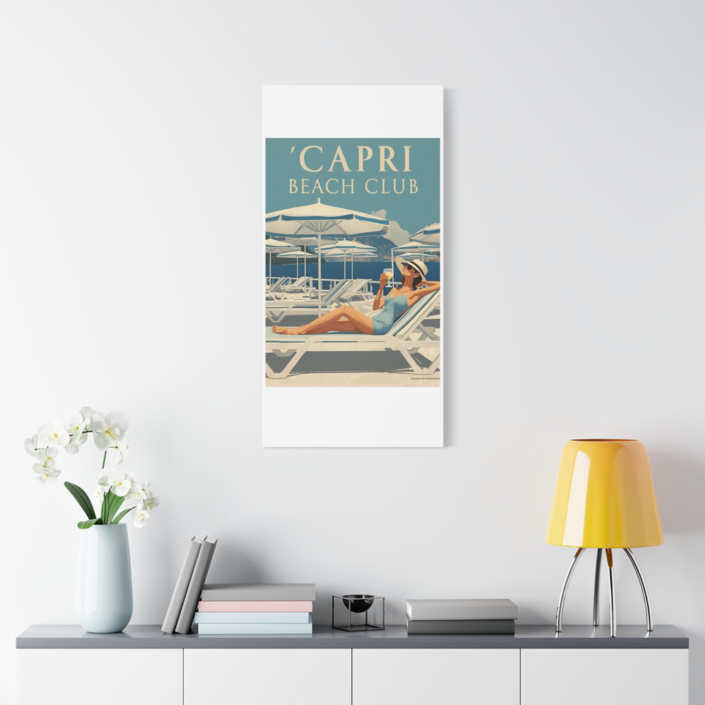 Capri Beach Club Retro Canvas Print - Decorative Wall Art