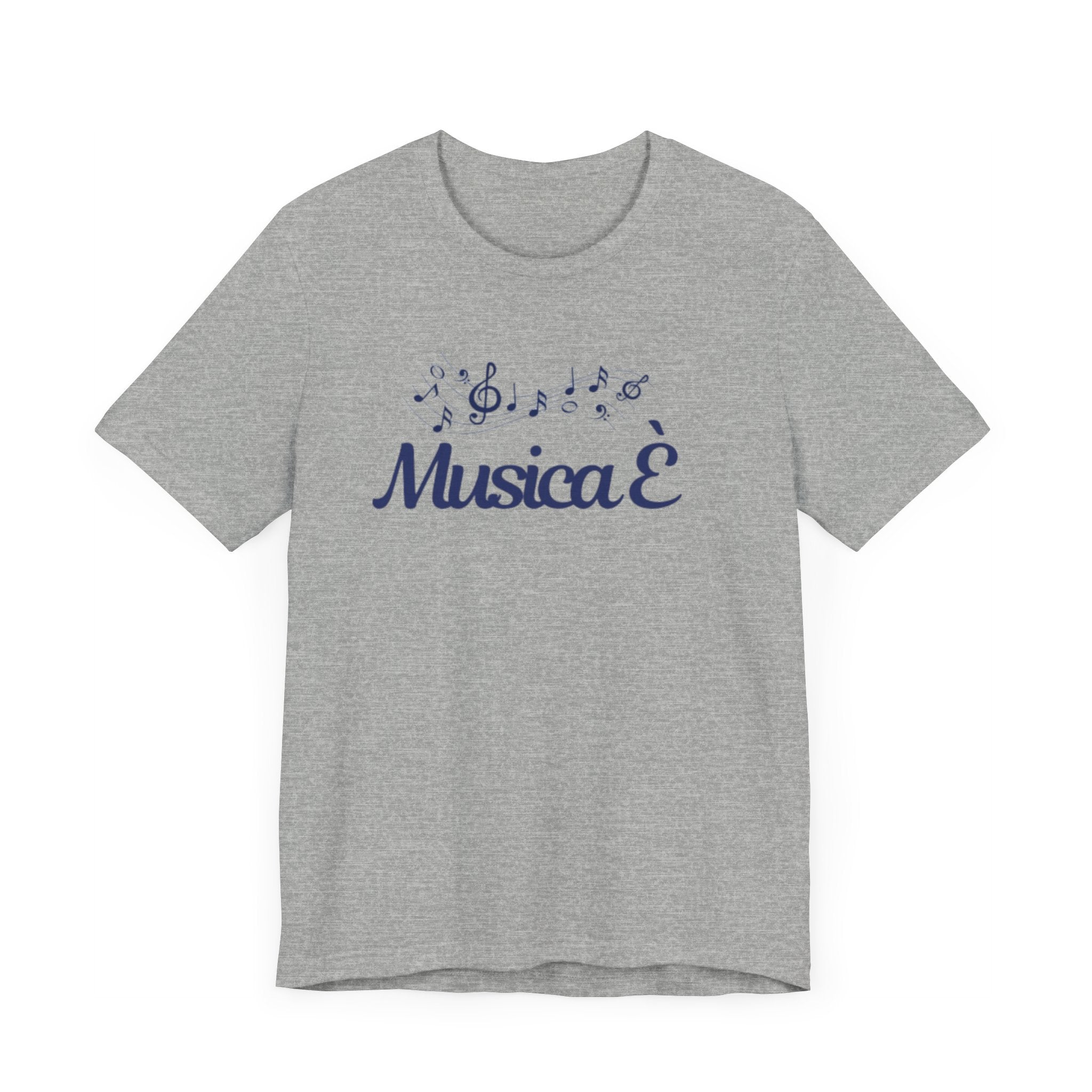 Italienisches Marken-T-Shirt aus Jersey mit kurzen Ärmeln: "Musica è..." (Musik ist...)