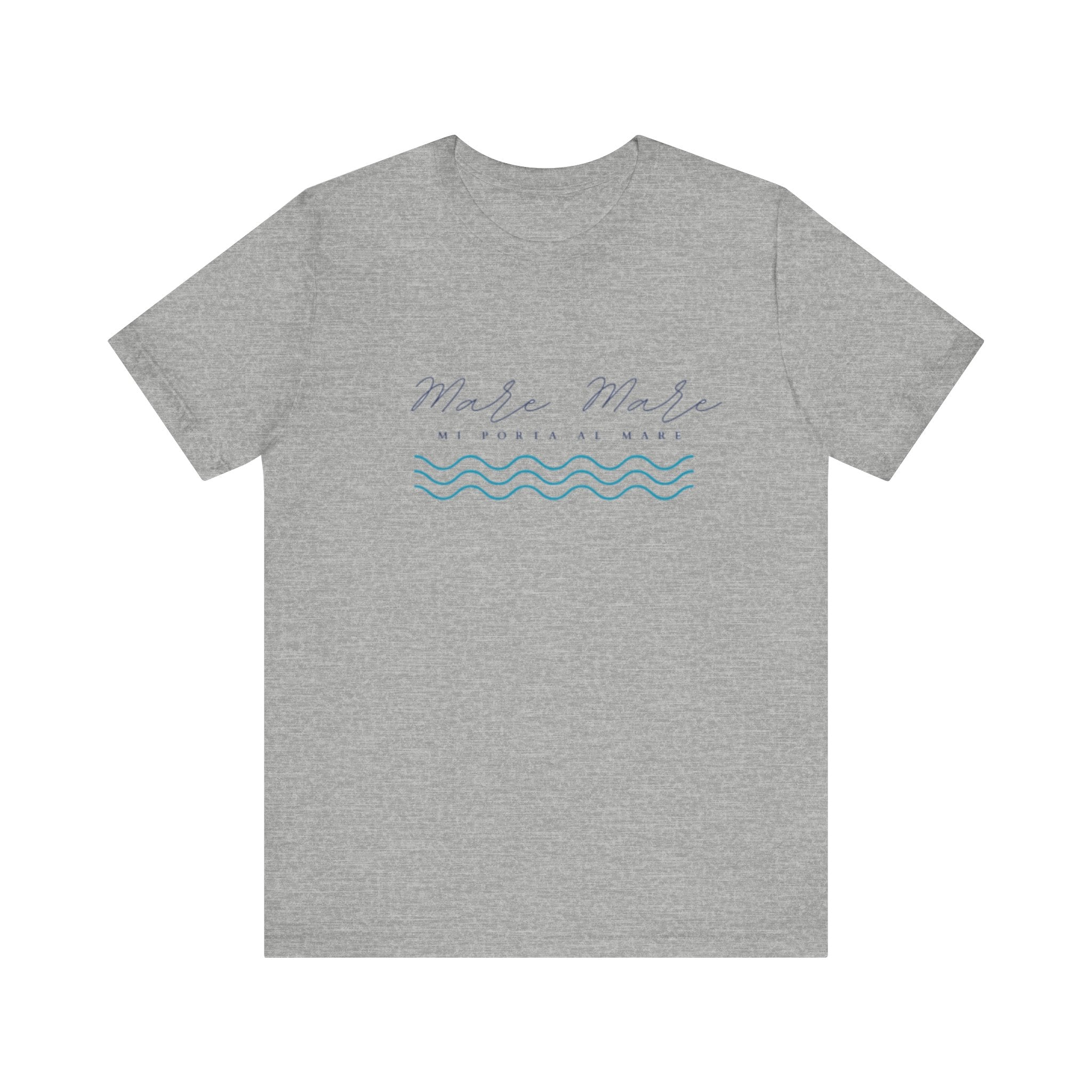 Italienisches Marken-Sommer-T-Shirt aus Jersey mit kurzen Ärmeln und italienischem Slogan: Mare Mare